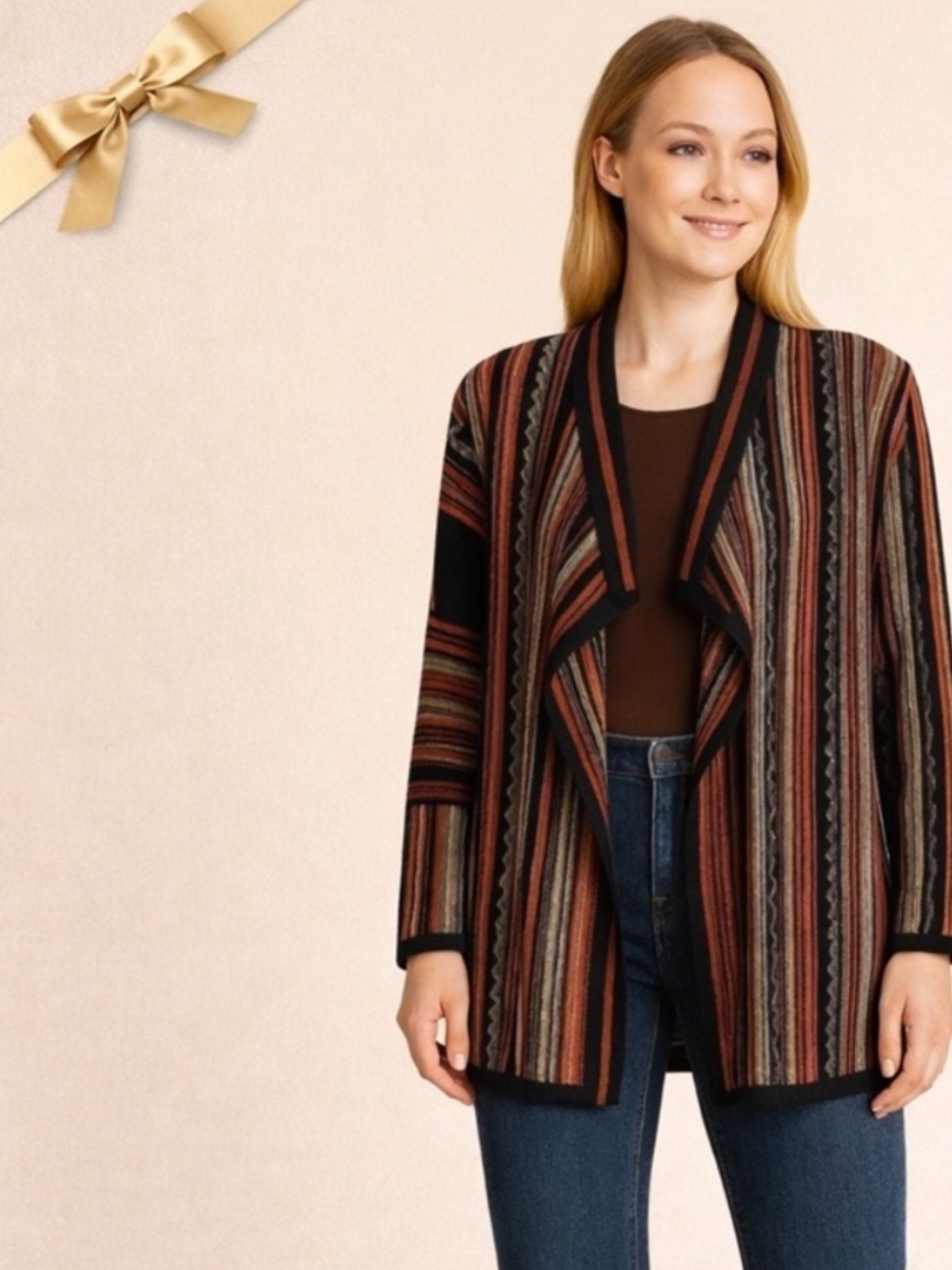 Orvis Southwestern Aztec Boho Cardigan Wool Blend Sweater Multicolor Medium